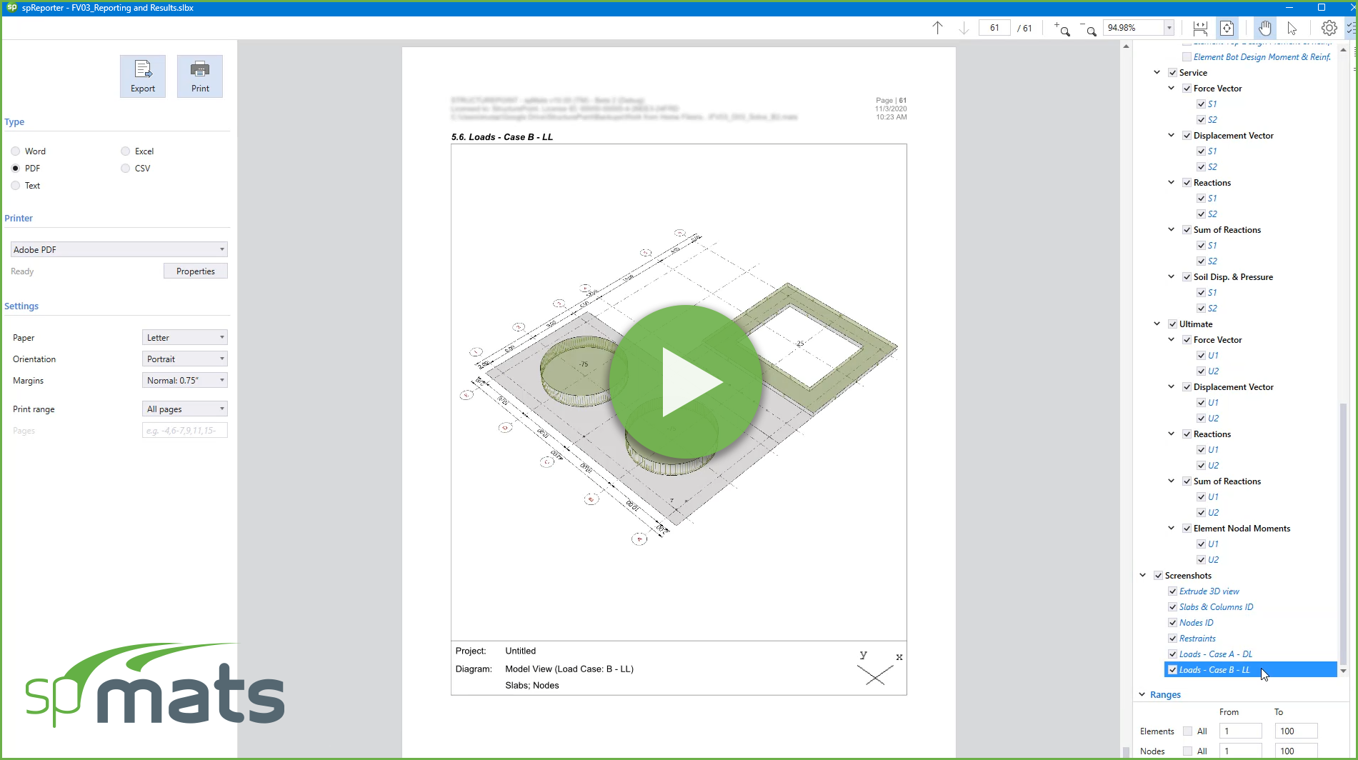 spMats Reporting Results and Import/Export Options
