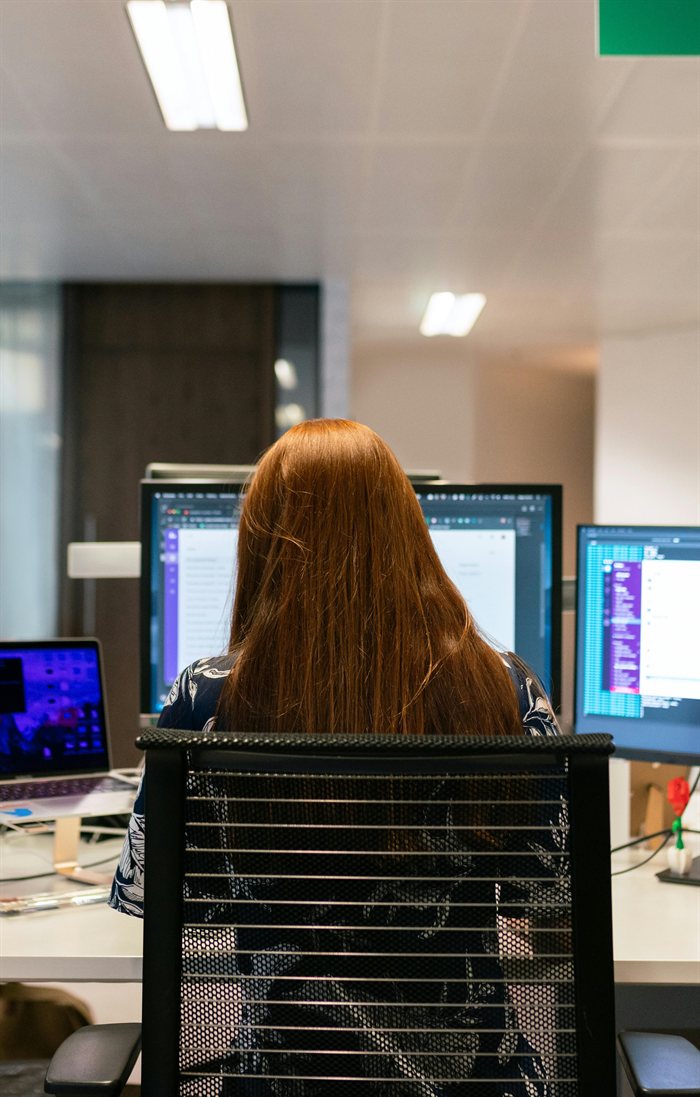 Individual engineer working at a computer