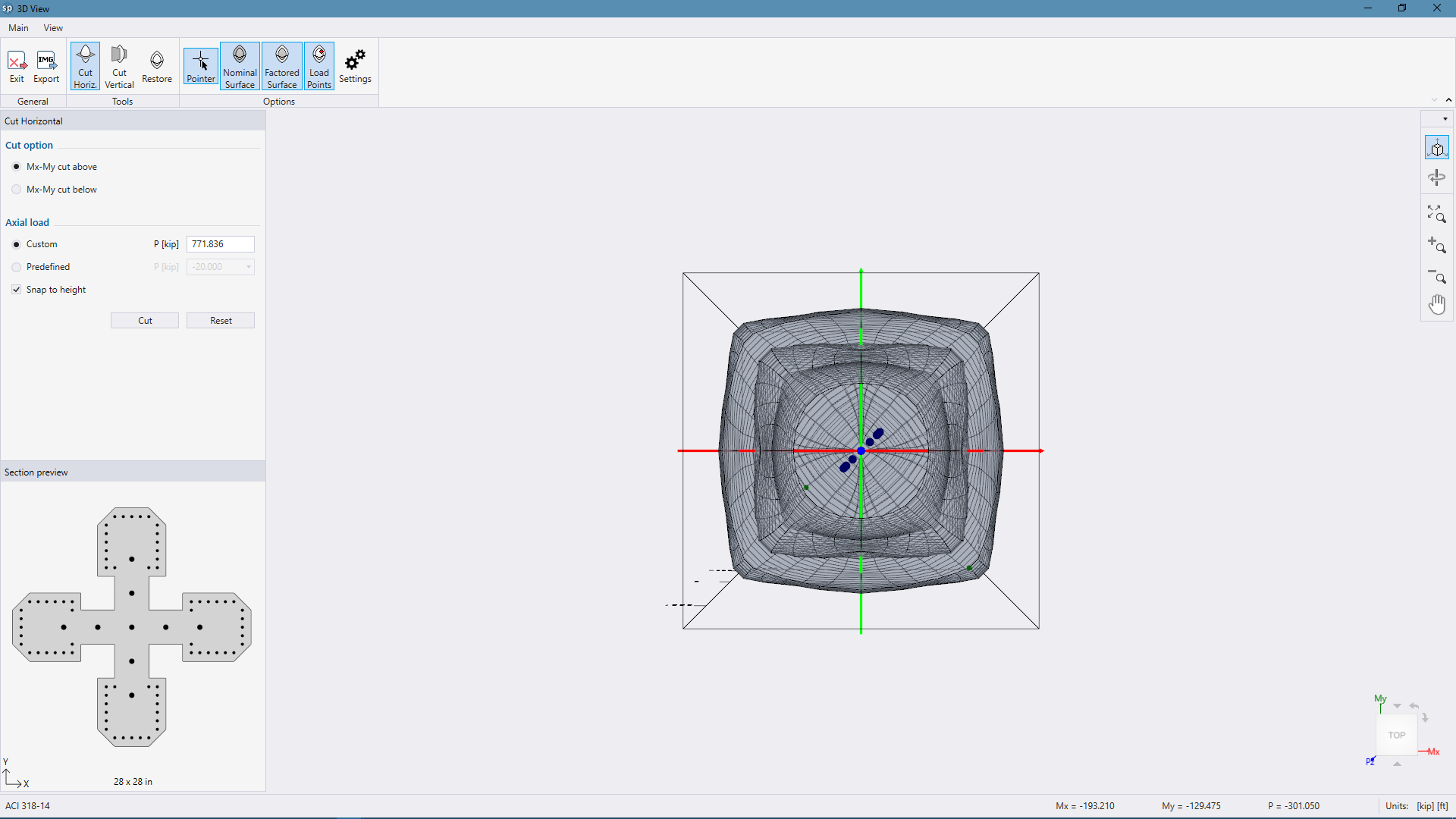Clover-Shaped-Column-3D-View Interaction Diagram Clover-Shaped-Column-3D-View Interaction Diagram