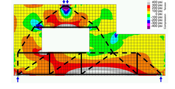 Irregular deep beam finite element model in spWall
